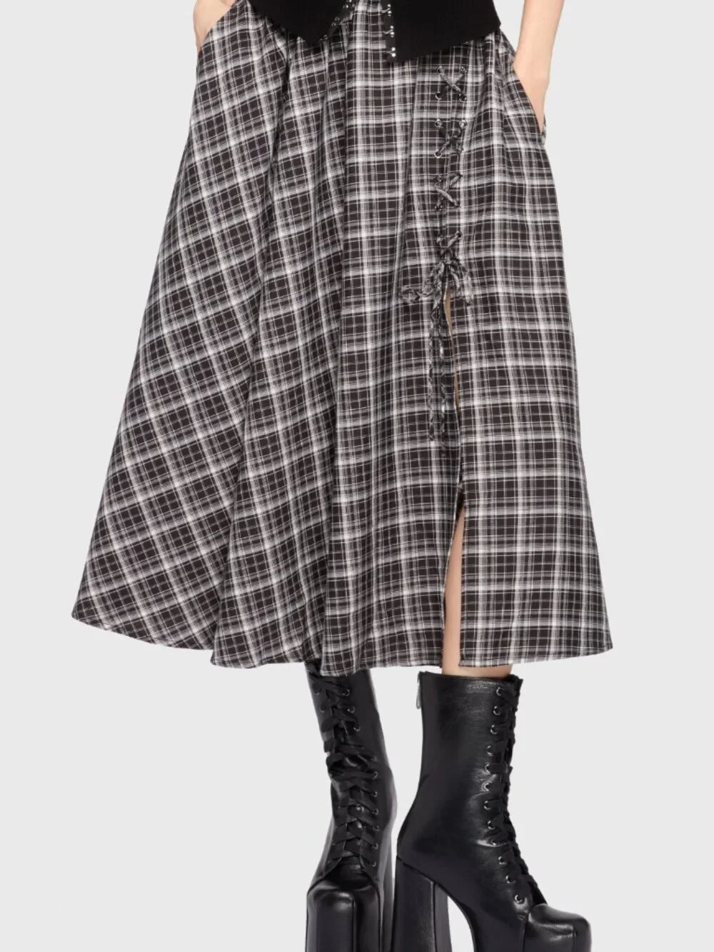 Chapel Blessing Plaid Midi Skirt